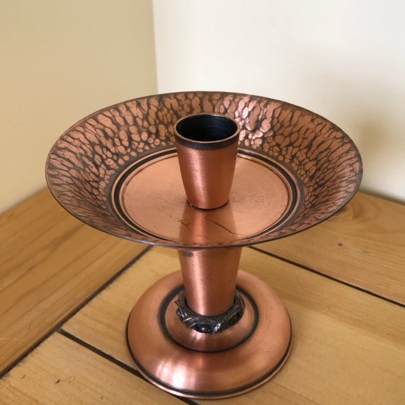 Fantasy Copper Candle Holder with Wax Catcher Vintage Made in Canada Candlestick - Picture 1 of 6